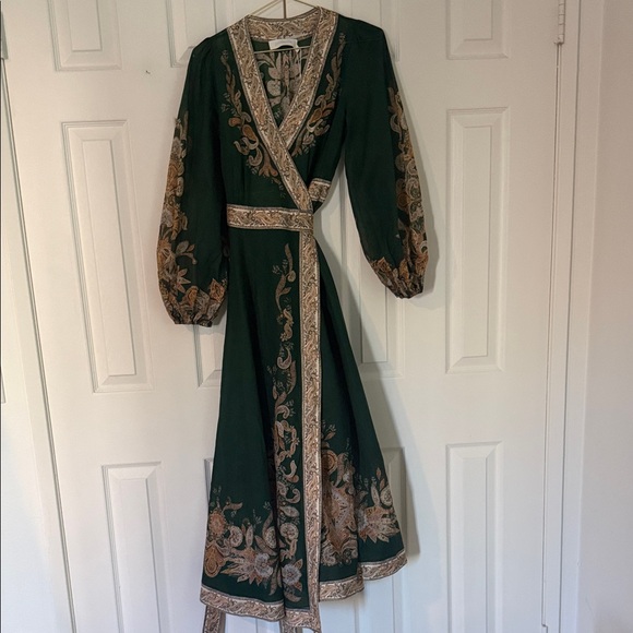 Zimmermann Devi Midi Dress in Emerald & Paisley NWT size 1 - Picture 11 of 14